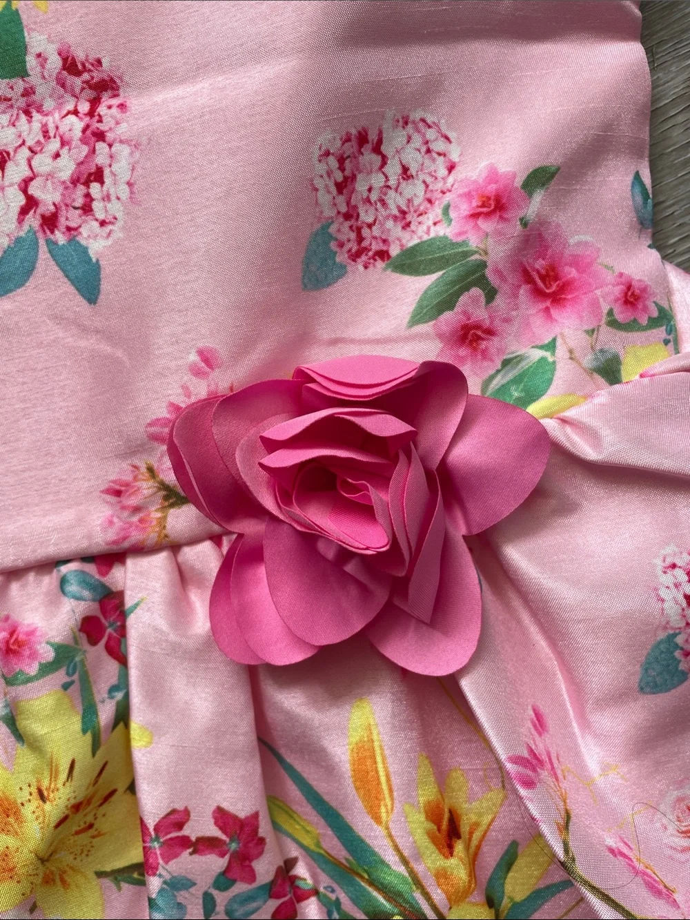 Girls Pink Floral Tiered Tulle Dress